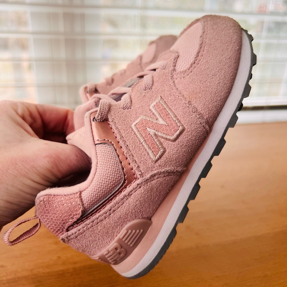 New Balance 574 Bungee Lace Toddler 'Pink Haze White' | Size 8